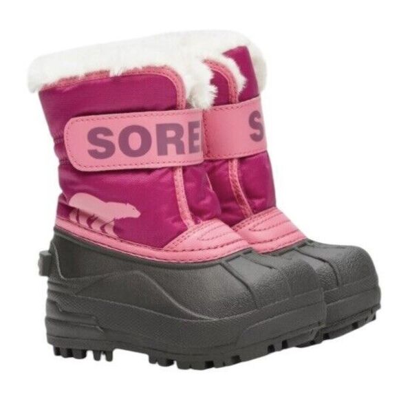 Sorel Snow Commander Insulated Winter Snow Boots Pink Girls Toddler Size 5 NWOT